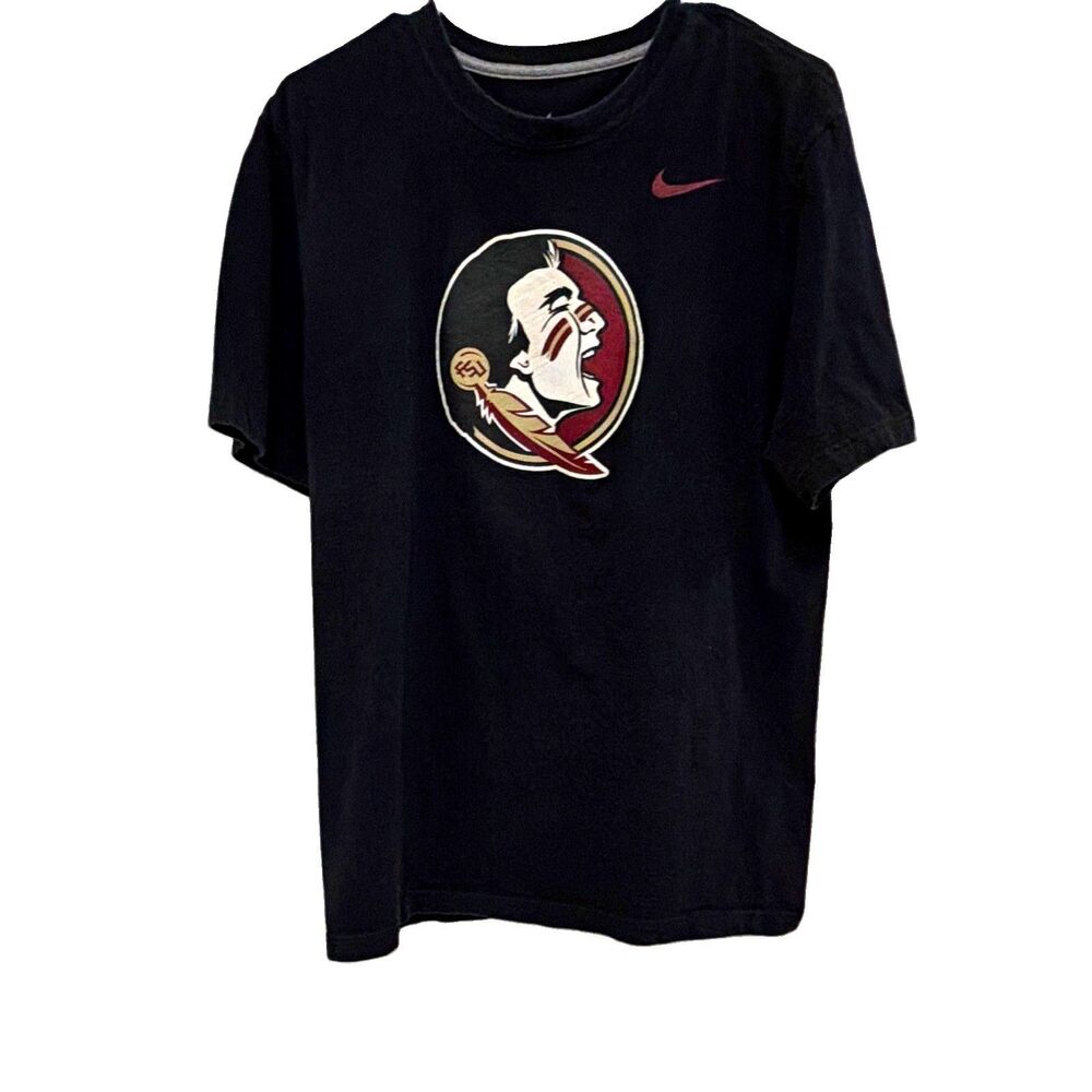 Nike FSU Florida State Seminoles Men's L Black Graphic T-Shirt Tee NCAA